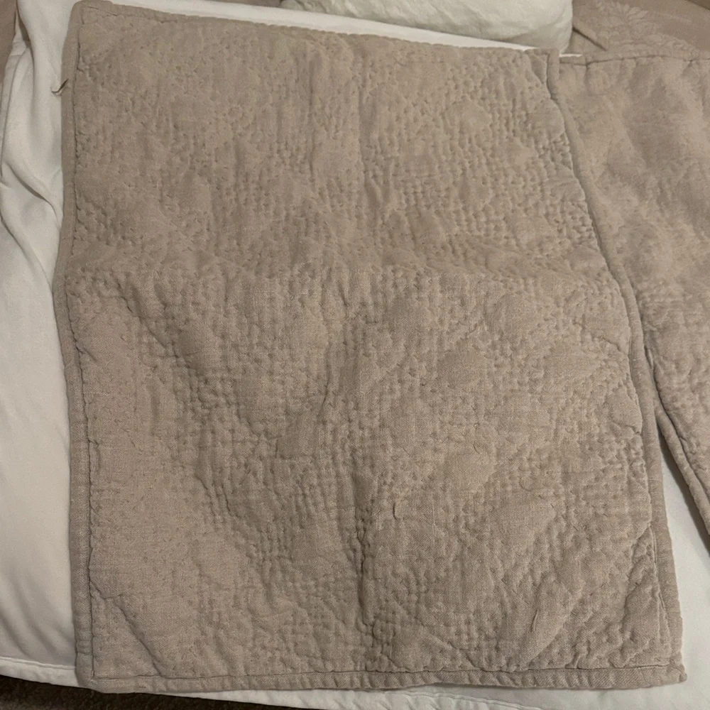 RH pair of tan Quilted Pillow Covers